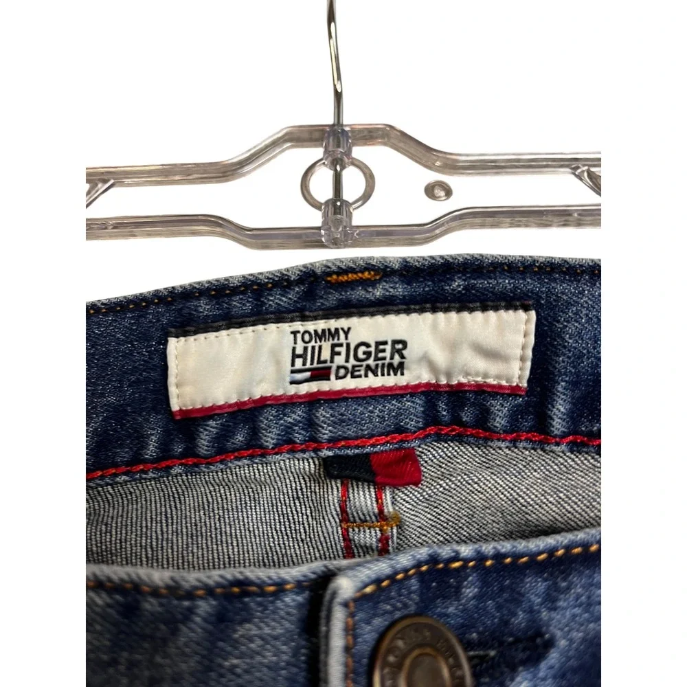 Tommy Hilfiger Denim Mens Distressed Straight Leg Ripped Jeans 32x32 Y2K Grunge